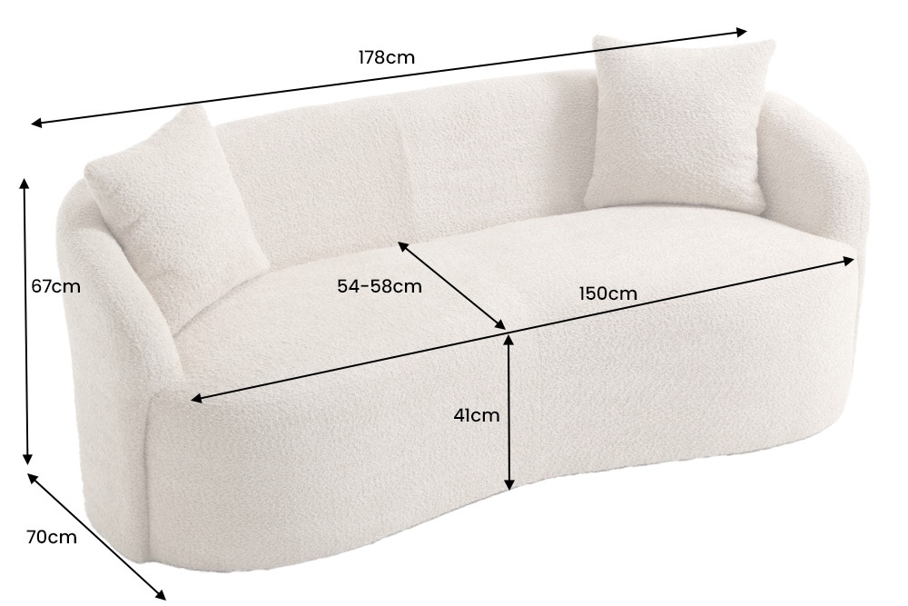 Extravagantes Sofa ELEMENTAL 180cm champagner beige Feinstrick Bouclé 2-Sitzer