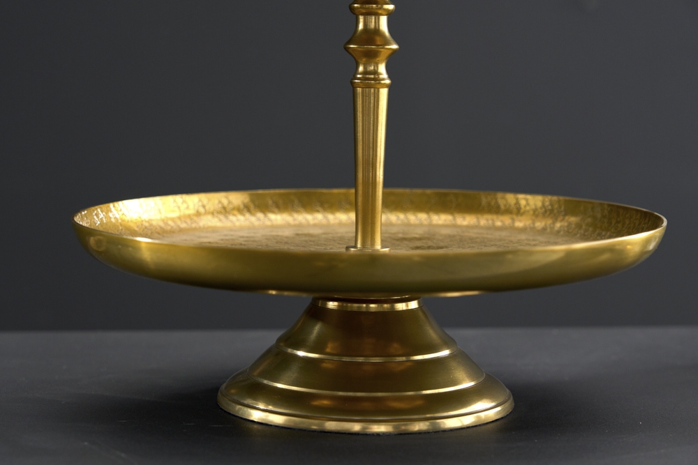 Etagere ORIENT 50cm gold im Hammerschlag Design mit drei Etagen