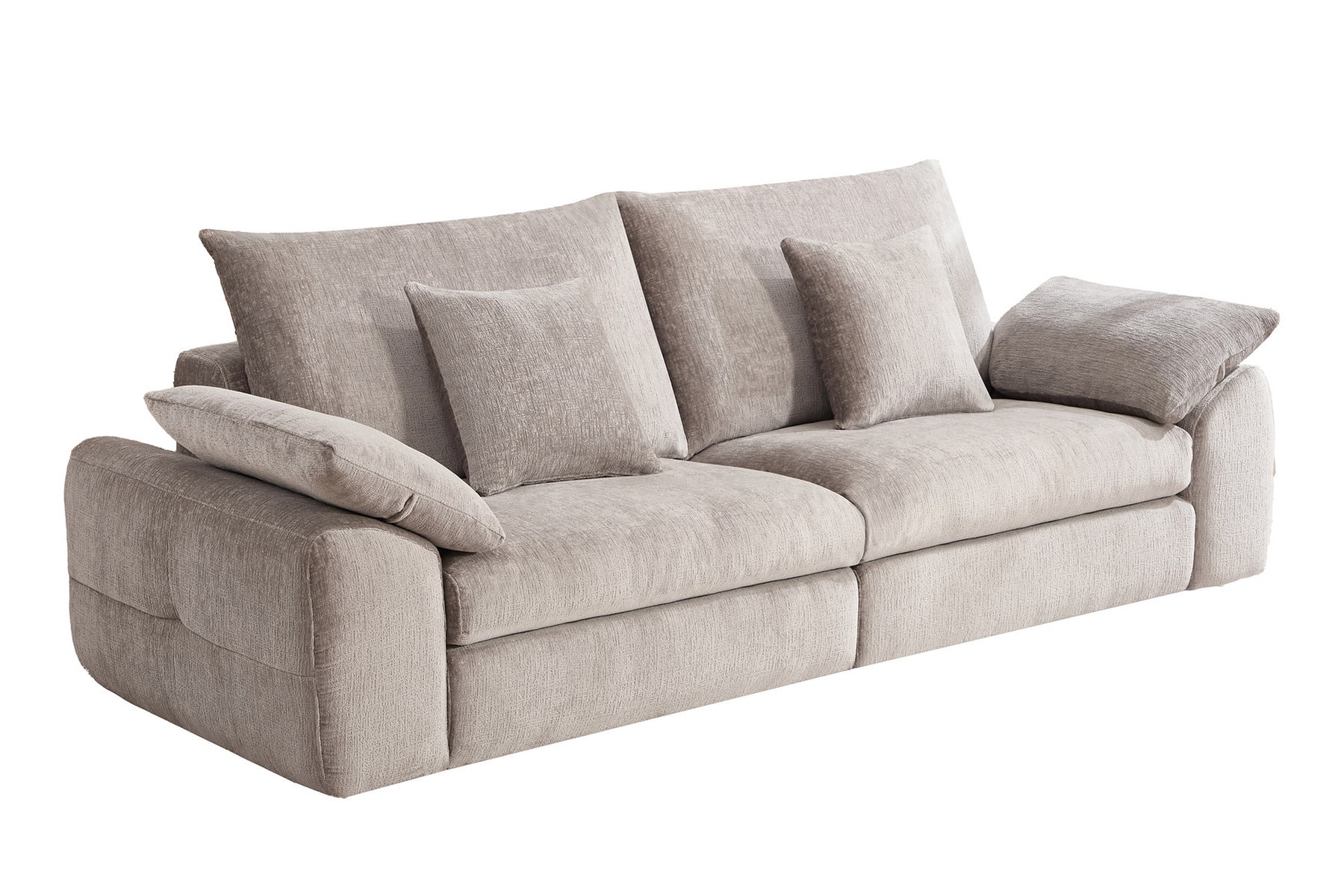 Stilvolles Sofa SOHO 225cm beige Chenille 3-Sitzer Couch mit Wellenunterfederung