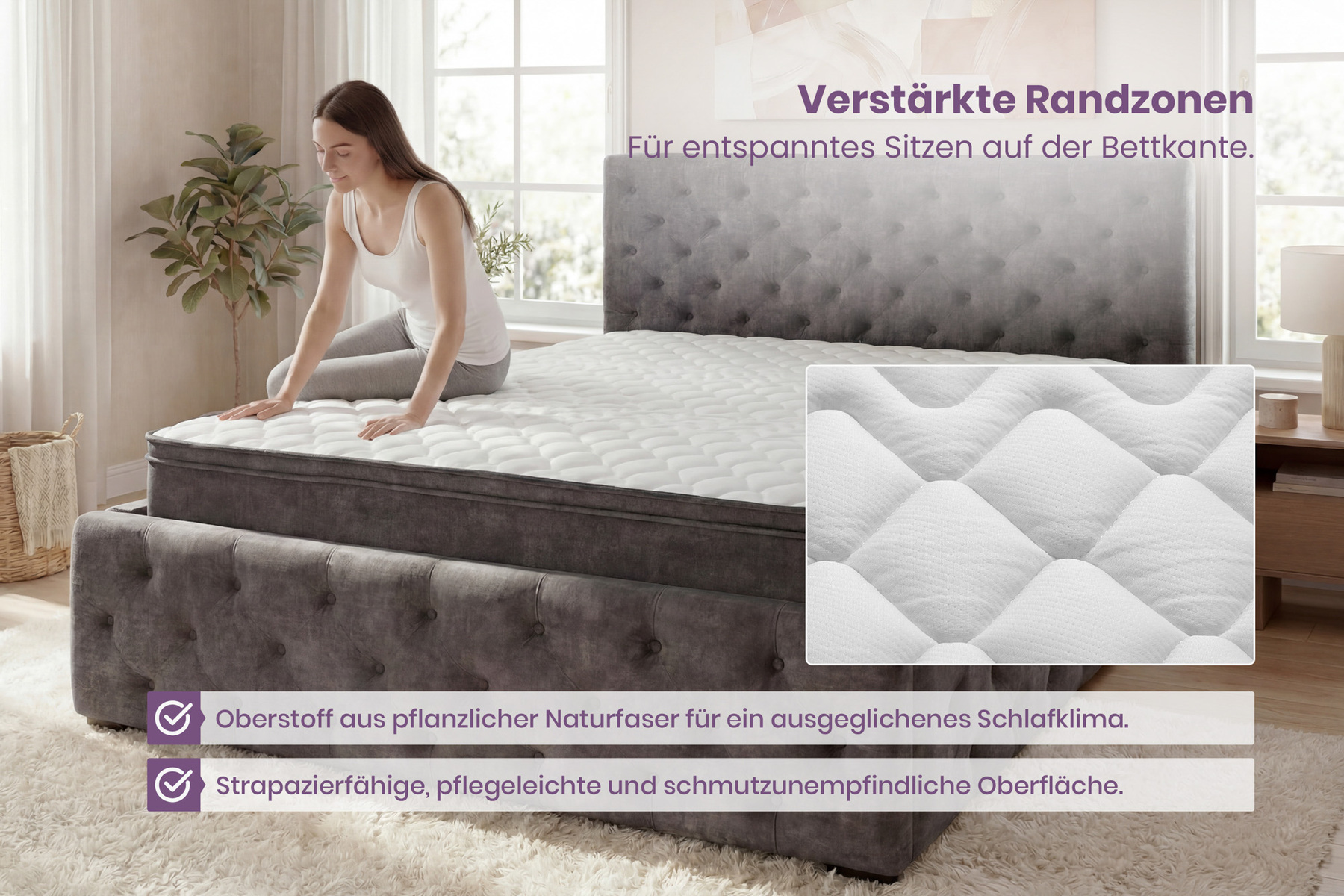 Ergonomische Matratze CLOUD FLEX 180x200cm dunkelgrau Tonnentaschenfederkern 9-Zonen
