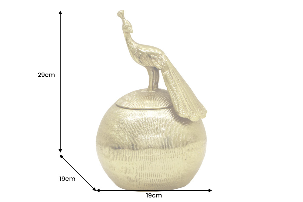 Dekorative Dose WILDLIFE BIRD 30cm gold antik rund Metall