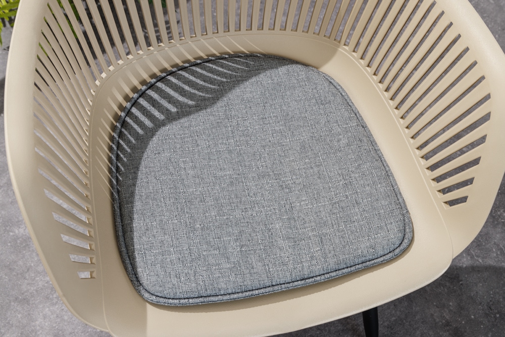 Design Stuhl SIGNUM greige schwarz Kunststoff Indoor Outdoor mit Armlehnen