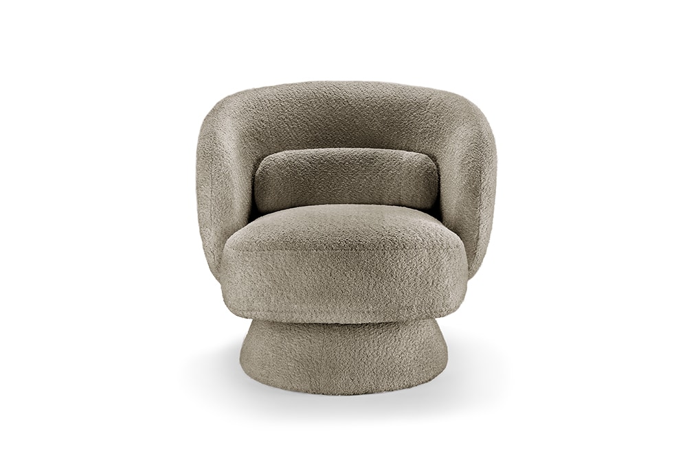 Drehbarer Design Sessel BOSSA NOVA taupe Bouclé
