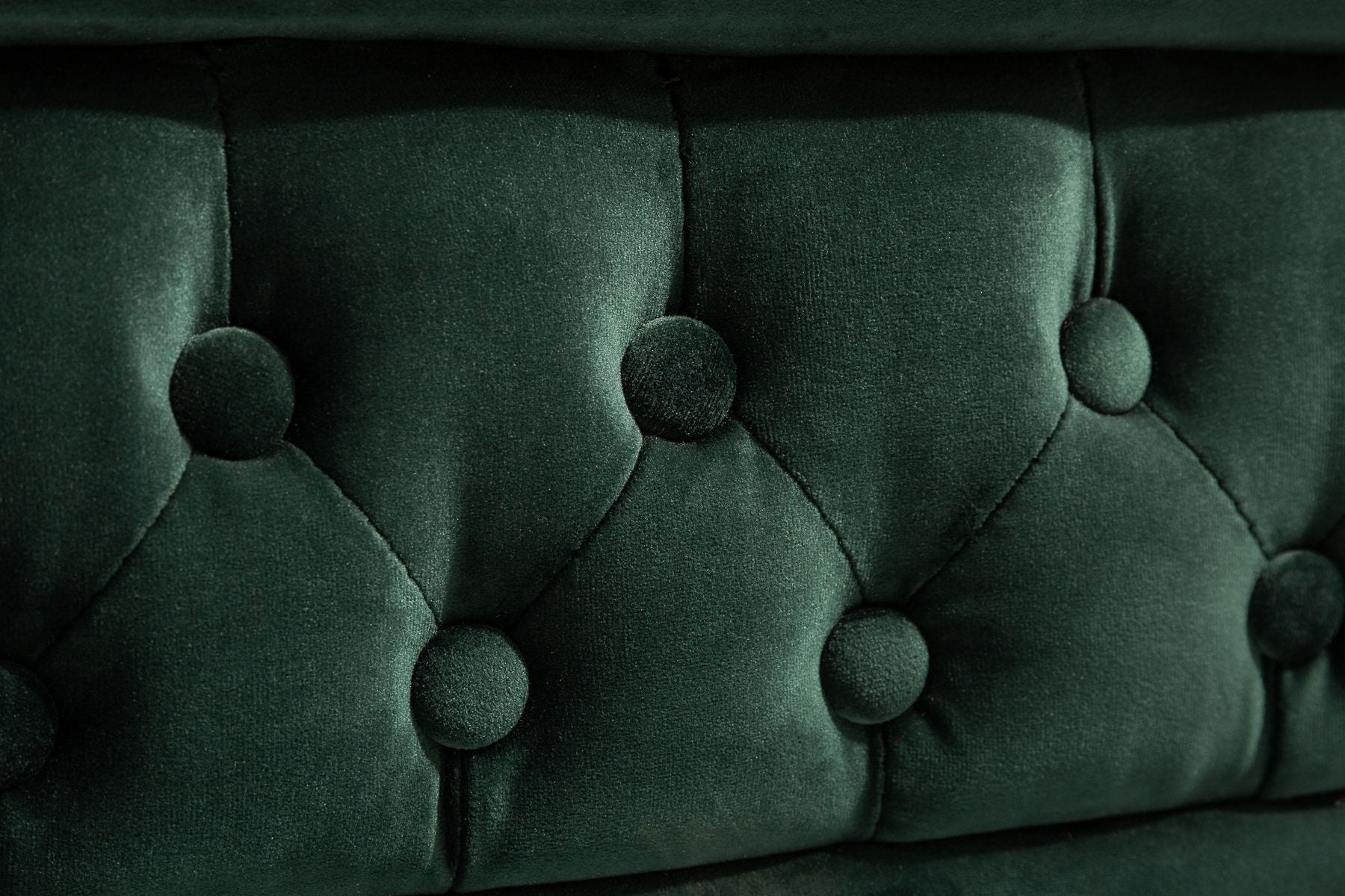 Chesterfield 3-Sitzer Sofa 205cm flaschengrün Samt Federkern Knopfheftung