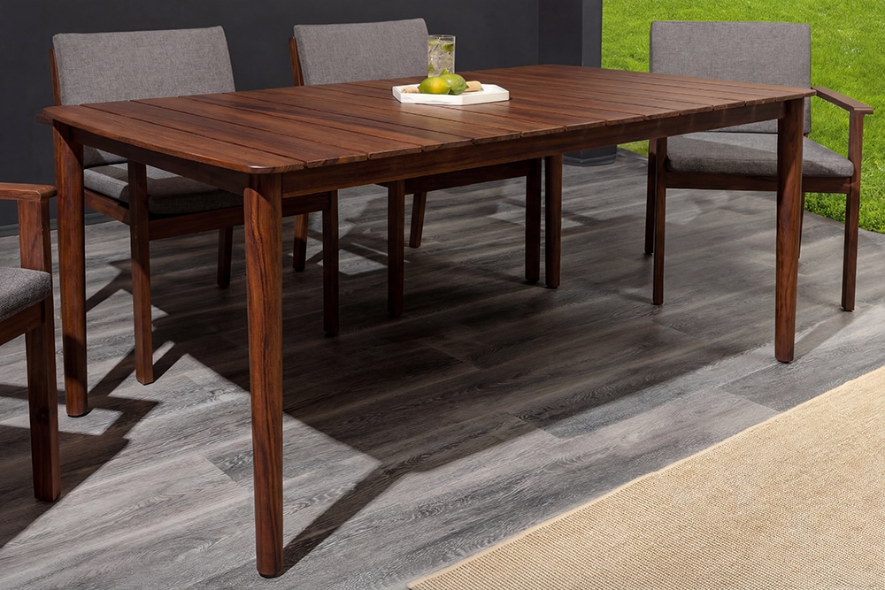 Wetterfester Gartentisch KOPENHAGEN 160cm braun Akazie honey finish Massivholz Outdoor