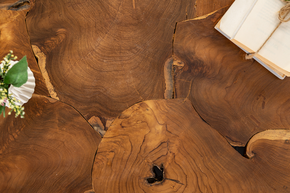 Massiver Couchtisch SQUARE 90cm Teakholz Würfel Handarbeit