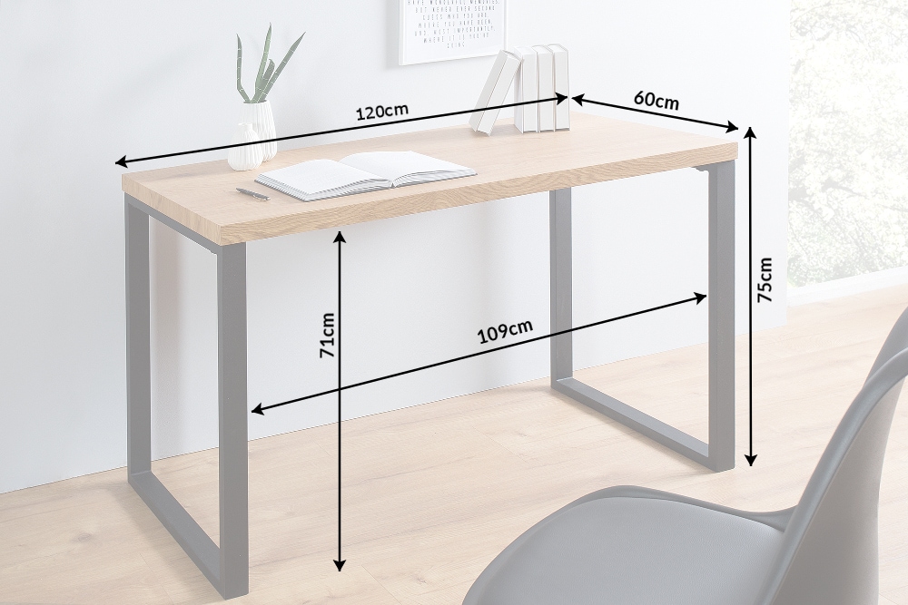 Design Schreibtisch OAK DESK 120cm Eiche Vintage Metallgestell schwarz