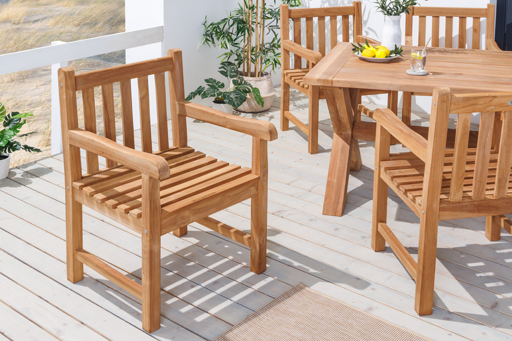 Massiver Gartenstuhl EMPIRE TEAK natur Teakholz Outdoor