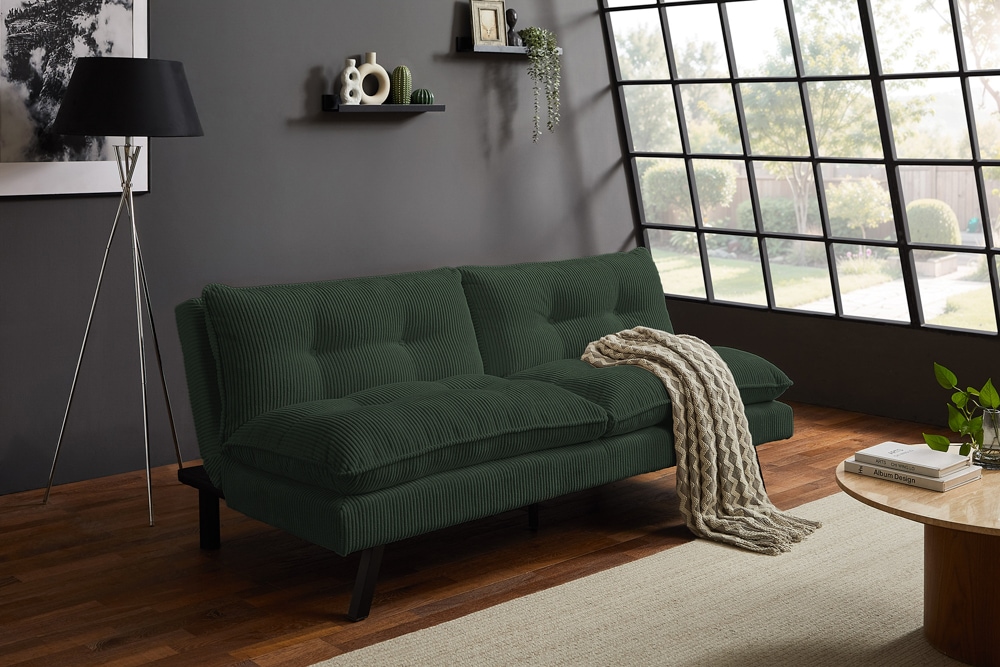 Modernes Schlafsofa COCOONING 190cm grün Cord 3-Sitzer Couch » Jetzt kaufen