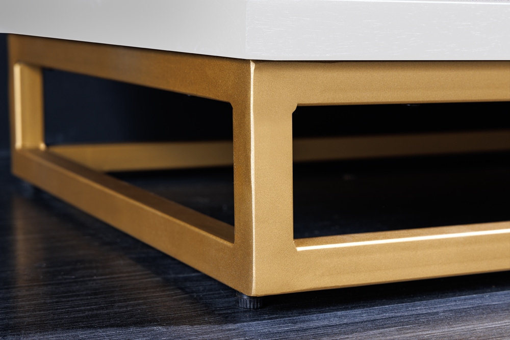 Handgearbeiteter Barschrank GOLDEN SUNSET 140cm weiß gold Mangoholz massiv