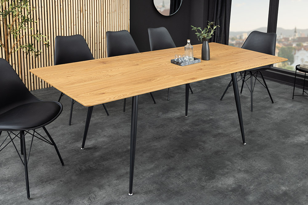 Ausziehbarer Esstisch APARTMENT 120-160cm natur Wildeiche schwarzes Metallgestell » Jetzt kaufen