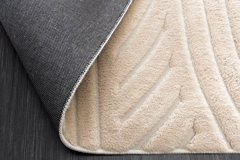 3D strukturierter Kurzflor Teppich ART DECO 230x160cm beige Hoch-Tief-Effekt