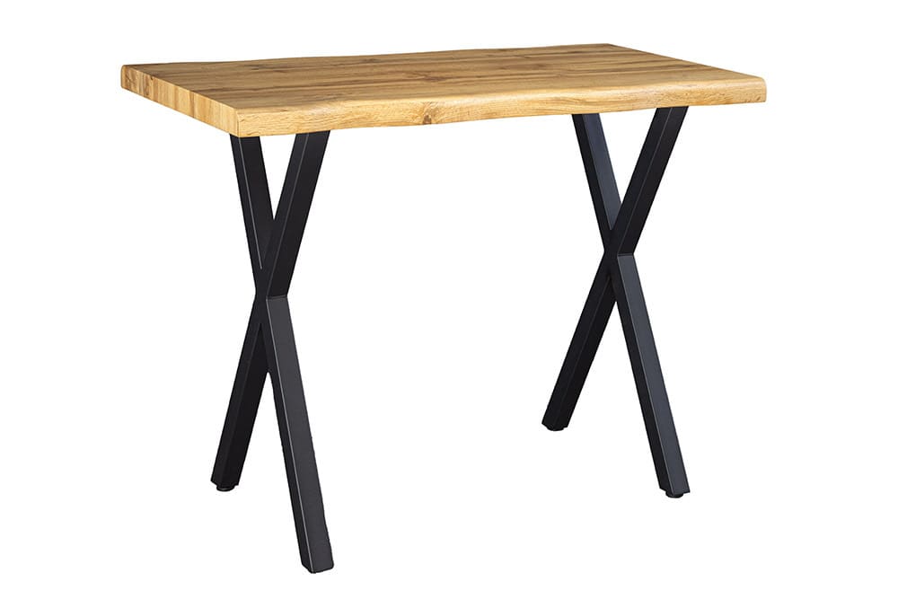 Industrial Bartisch WILD 120cm braun Wildeichen-Optik schwarz Metall X-Gestell