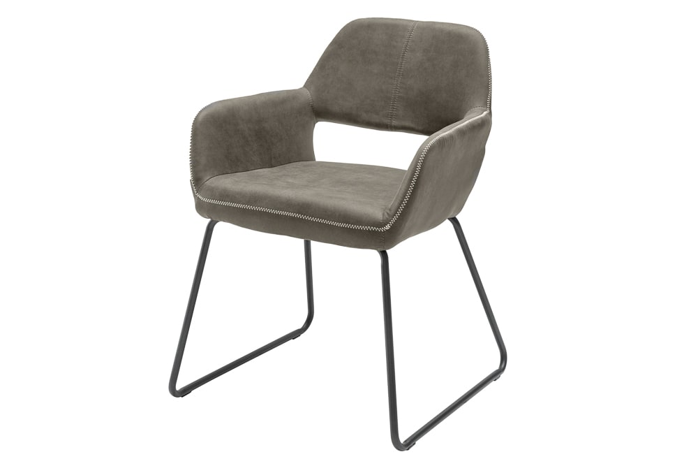 Design Stuhl MUSTANG antik taupe Microfaser mit Armlehne