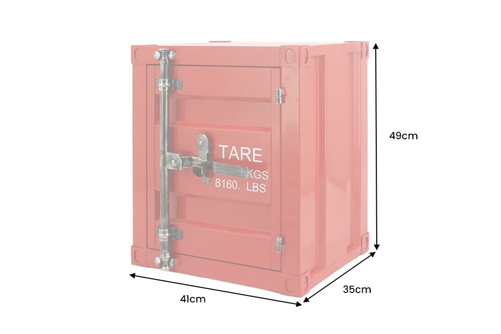 Container-Schrank GLOBETROTTER 50cm rot Metall Nachttisch Beistellschrank