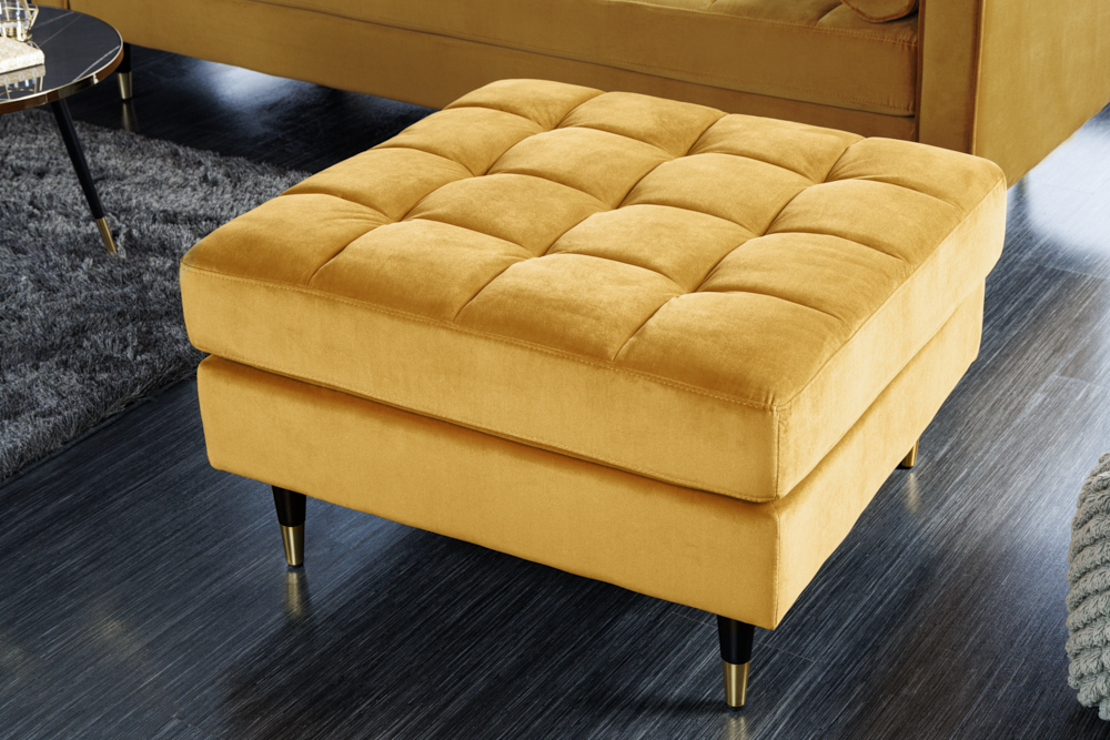 Design Hocker COZY VELVET 80cm senfgelb gold Samt Metallfüße Design Hocker COZY VELVET 80cm senfgelb gold Samt Metallfüße