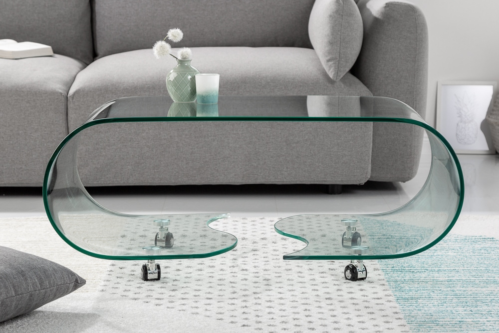 Extravaganter Glas Couchtisch FANTOME 90cm transparent