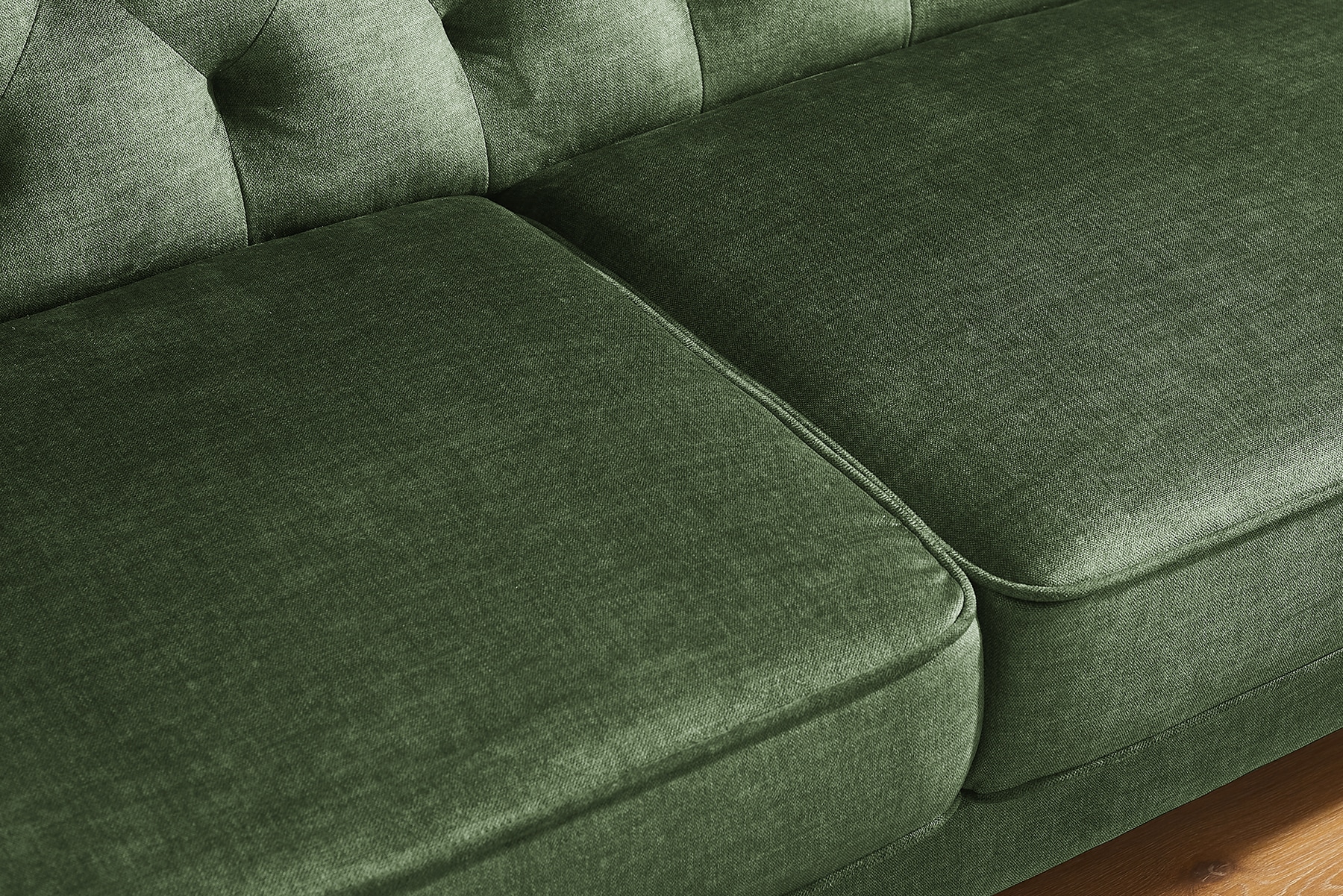 Schlafsofa MAISON BELLE AFFAIRE 220cm moosgrün Vogue Seiden Samtstoff 3-Sitzer