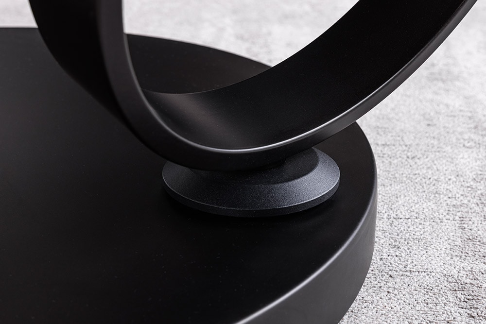 Design Couchtisch DANCING RINGS weiß rund drehbar Marmor Keramik schwarz Metall
