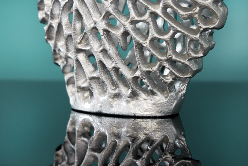 Filigranes Vasen 2er Set ABSTRACT LEAF 40cm silber Metall Handarbeit Blumenvase