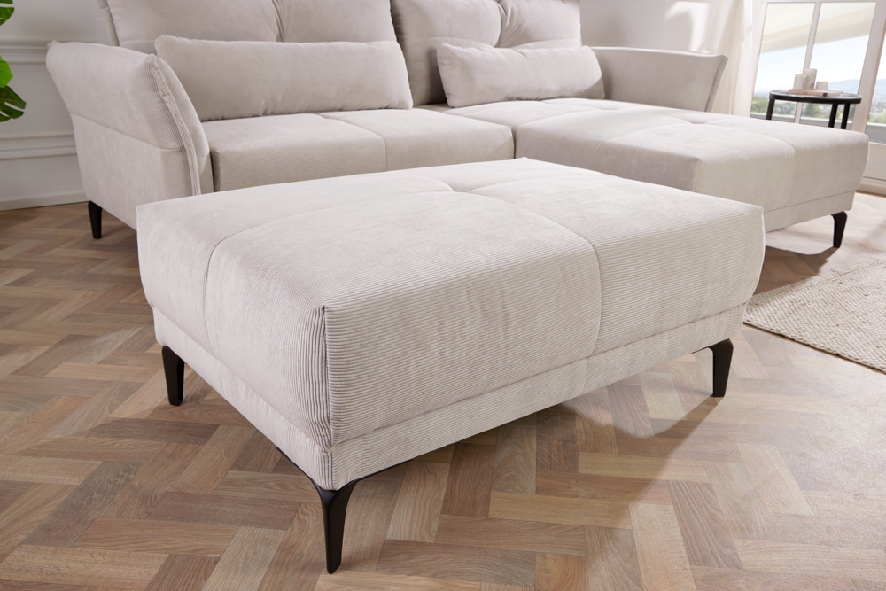 Moderner Sitzhocker DESIGNO 110cm beige Cord Metallfüße