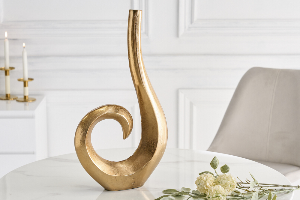 Moderne Vase WAVE 47cm gold Aluminium poliert Dekoration