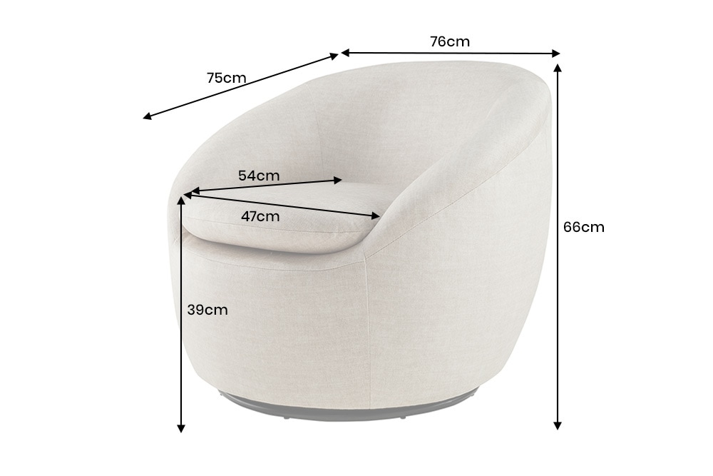 Drehbarer Design Sessel ALPINE beige Samt 360° mit Armlehnen