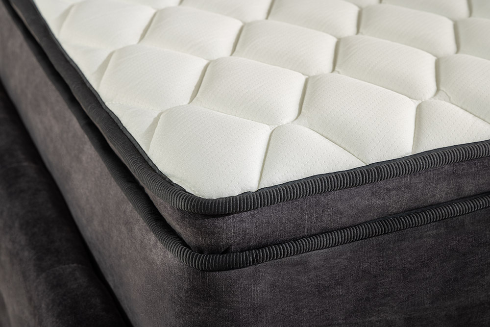 Boxbett PARIS 160x200cm grau Samt mit Stauraum inkl. Matratze und Topper