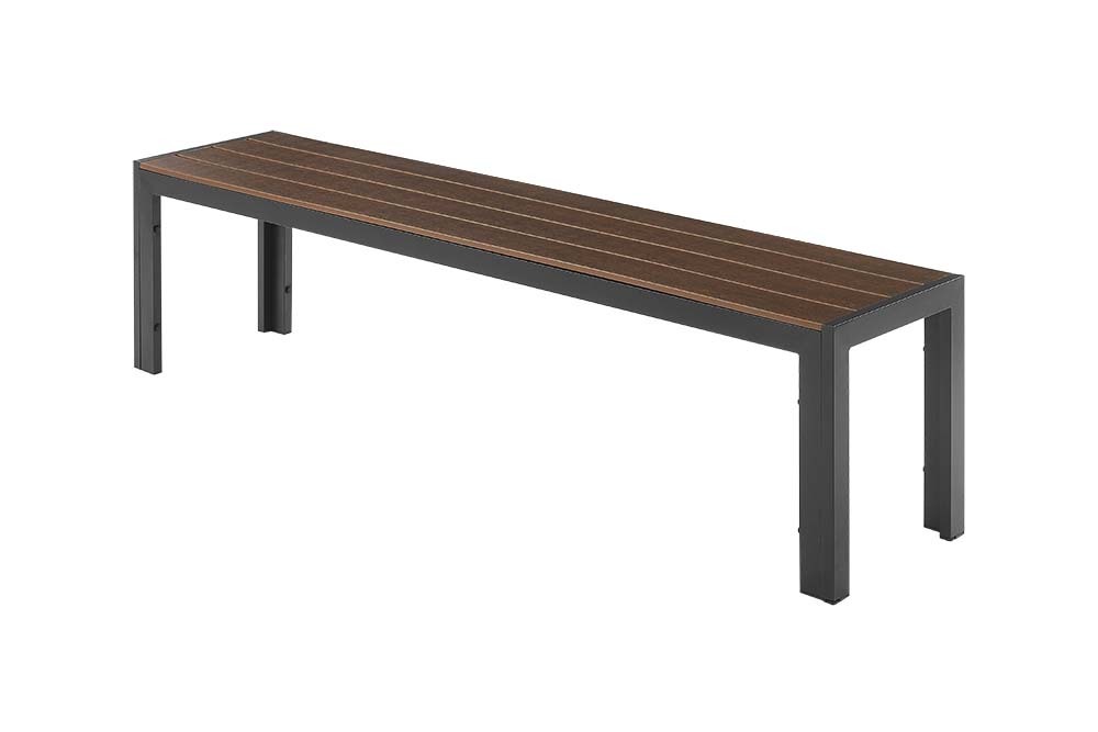 Moderne Gartenbank DESIGNO 180cm dunkelbraun schwarz Aluminium wetterfest Outdoor Sitzbank