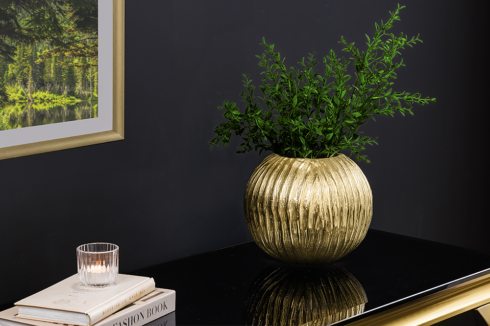 Handgefertigte Deko-Vase ELEGANCE 25cm gold antik Hammerschlag Design
