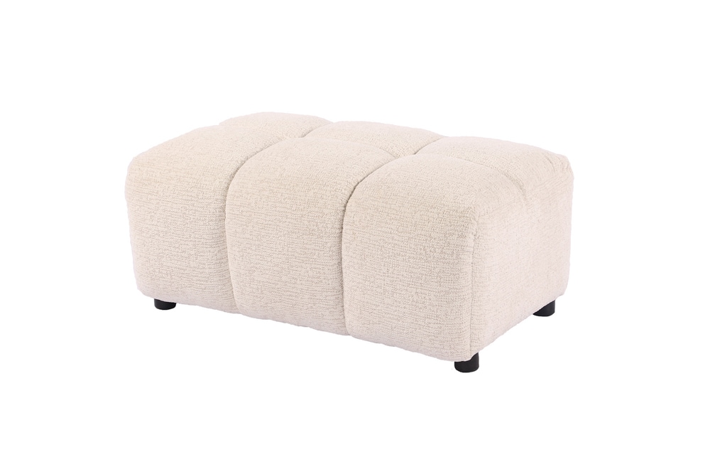 Moderner Hocker CLOUD 100cm beige Bouclé Tweed Soft Federkern Fußhocker Sitzhocker