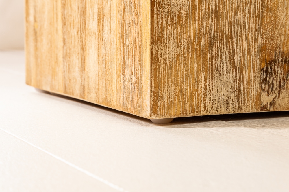 Massivholz Dekosäule COLUMNA 50cm Akazie teak-grau gekälkt Beistelltisch