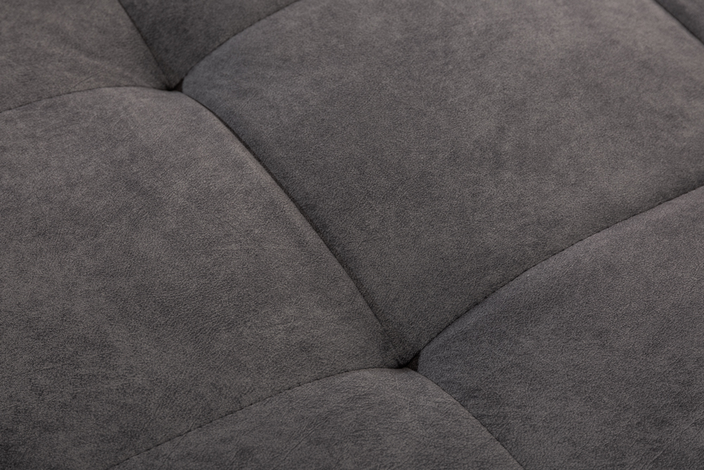 Moderne Wohnlandschaft KENT 220cm grau Samt Ecksofa Federkern inkl. Hocker und Kissen