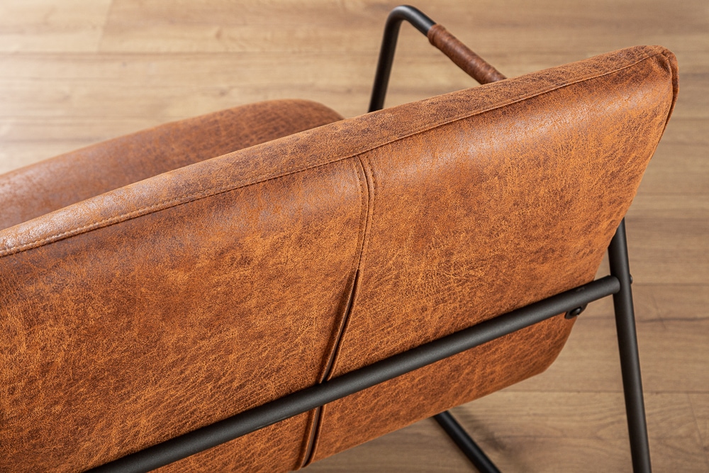Retro Lounge Sessel MUSTANG LOUNGER antik hellbraun mit Ziersteppung
