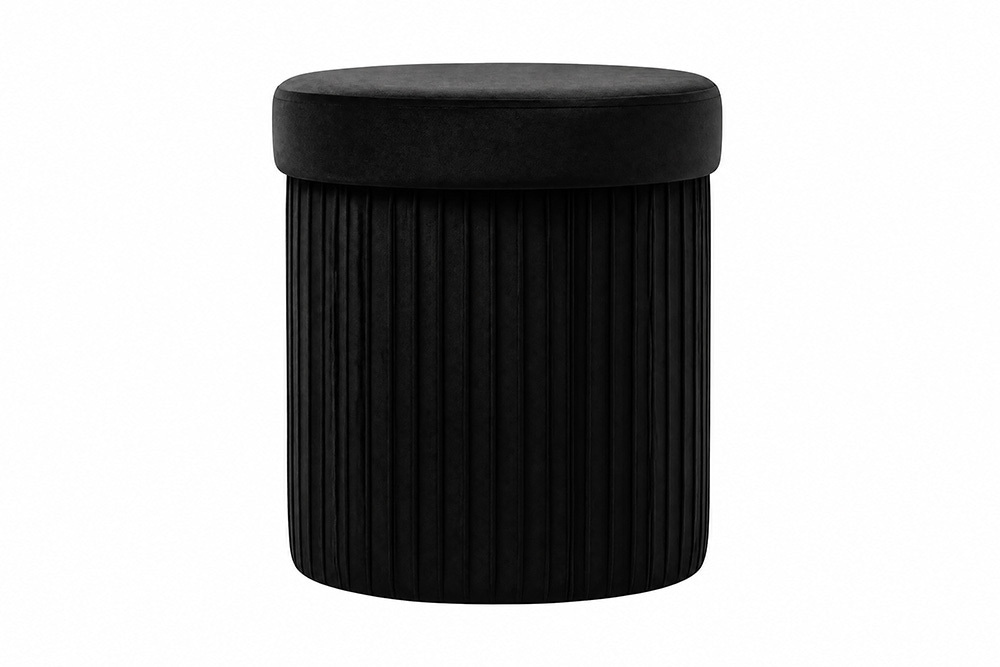 Runder Hocker ÉLAN 40cm schwarz Samt faltbar mit Stauraum