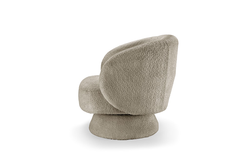 Drehbarer Design Sessel BOSSA NOVA taupe Bouclé