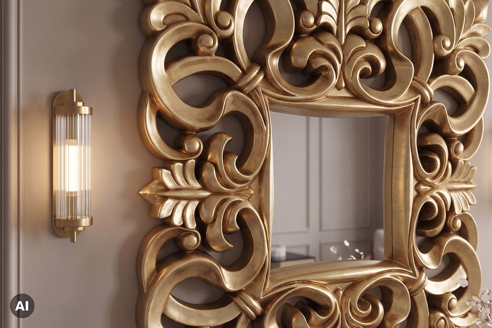 Eleganter Wandspiegel VENICE 75x75cm gold antik Barockstil Eleganter Wandspiegel VENICE 75x75cm gold antik Barockstil