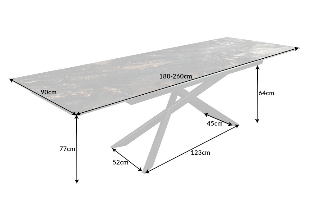 Ausziehbarer Esstisch EUPHORIA 180-220-260cm taupe Keramik made in Italy