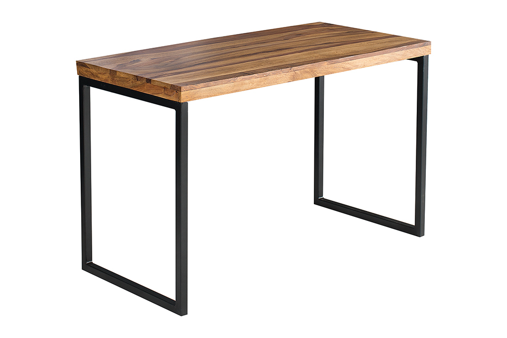 Eleganter Schreibtisch ELEMENTS 118cm braun Sheesham stone finish Metallgestell
