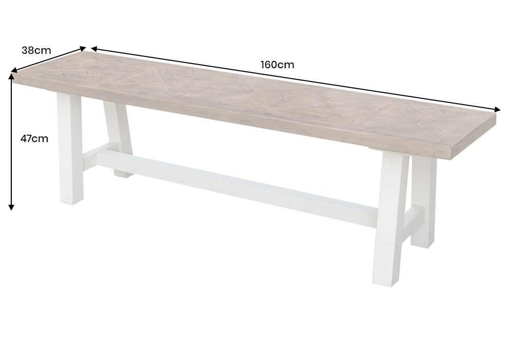 Massive Sitzbank HAMPTONS 160cm hellbraun creme Pinienholz
