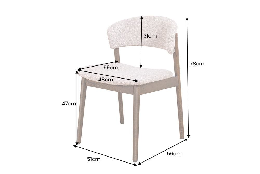 Design Stuhl VALHALLA WOOD braun Eiche smoke Walnuss Massivholz beige Strukturstoff