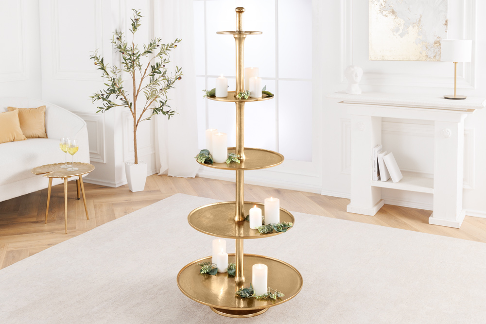 Design XXL Etagere ABSTRACT 150cm gold Metall mit fünf Etagen handmade