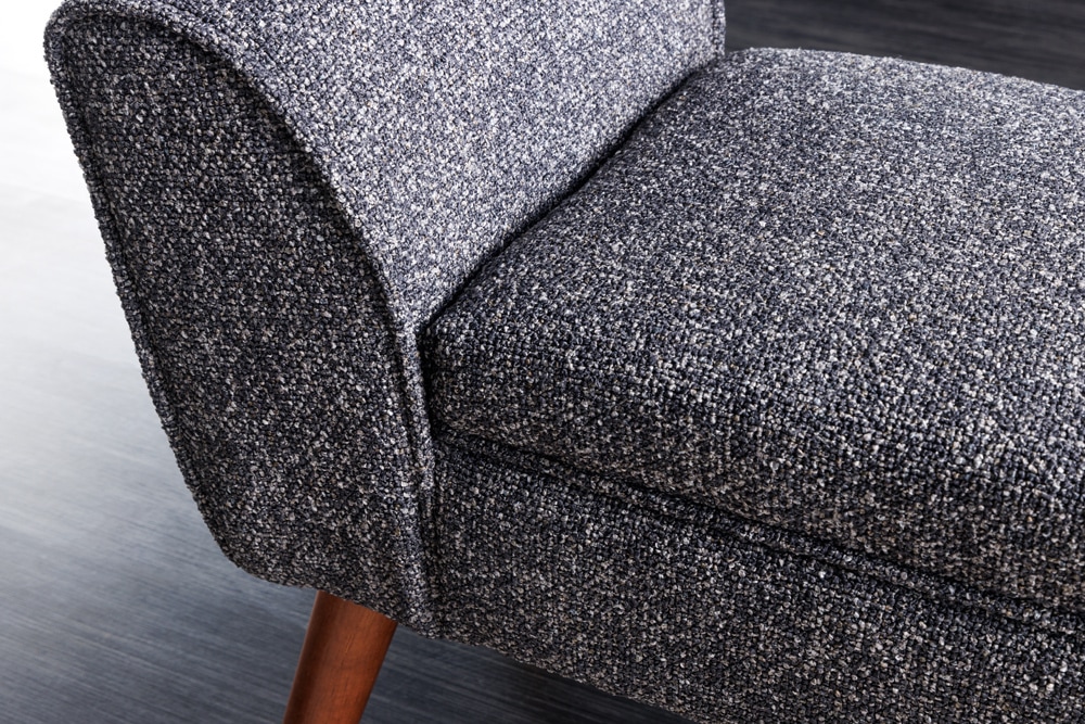 Retro Sitzbank SCARLETT 90cm anthrazit Bouclé mit Armlehnen