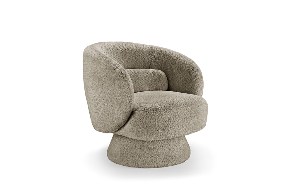 Drehbarer Design Sessel BOSSA NOVA taupe Bouclé