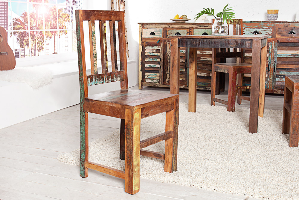 Massiver Holz Stuhl JAKARTA aus recycelten Fischerbooten