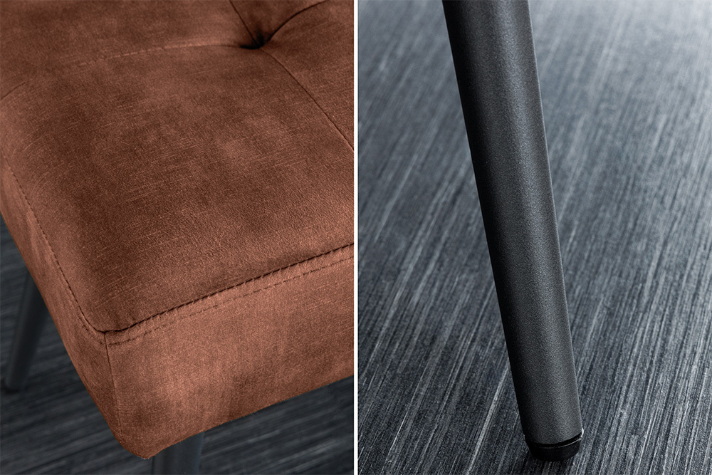 Design Sitzbank BOUTIQUE 100cm rostbraun Samt schwarze Metallbeine Polsterbank