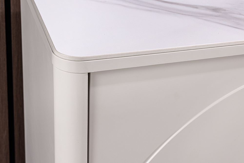 Design Sideboard SAVOY 150cm kaschmir weiß Marmor Keramik mit sechs Schubladen