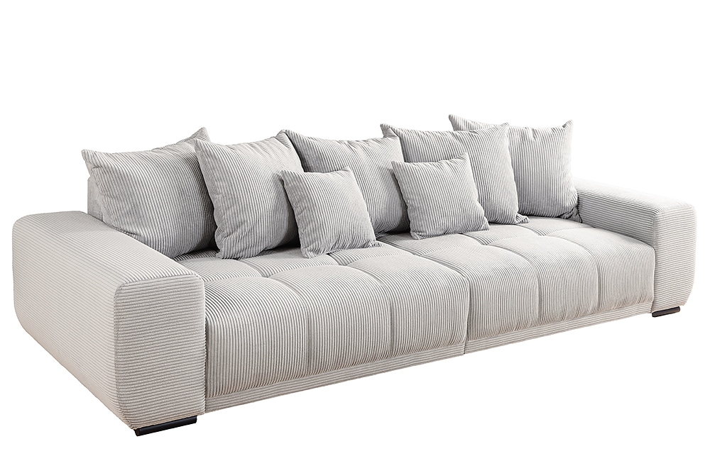 Modernes XXL Sofa ELEGANCIA 285cm champagner beige Cord inklusive Kissen Bigsofa
