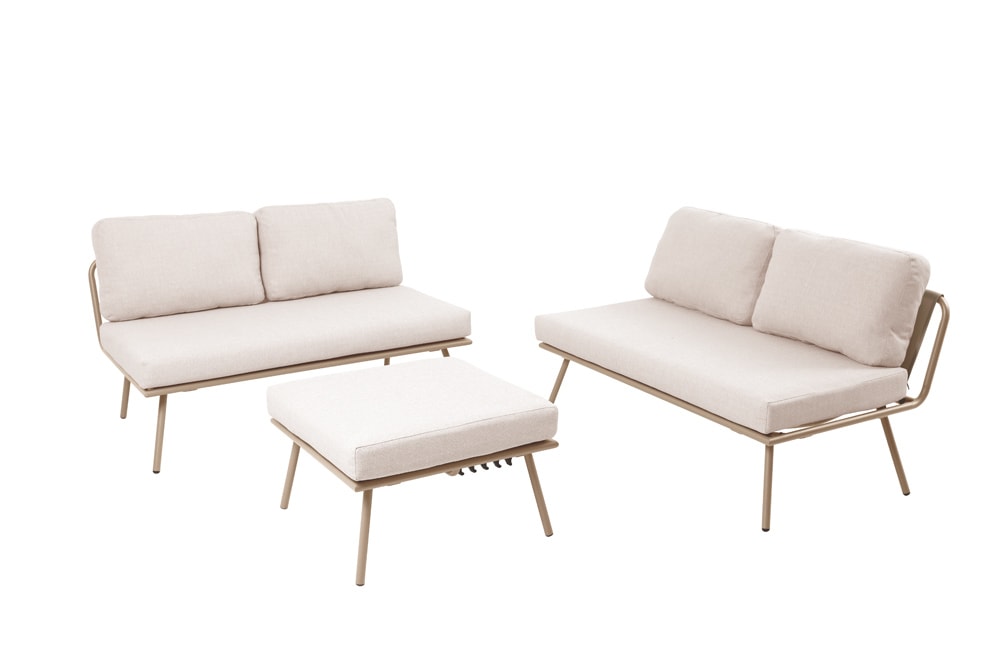 Outdoor Lounge Sitzgruppe MOBILE MODULAR greige mit Tisch wetterfest