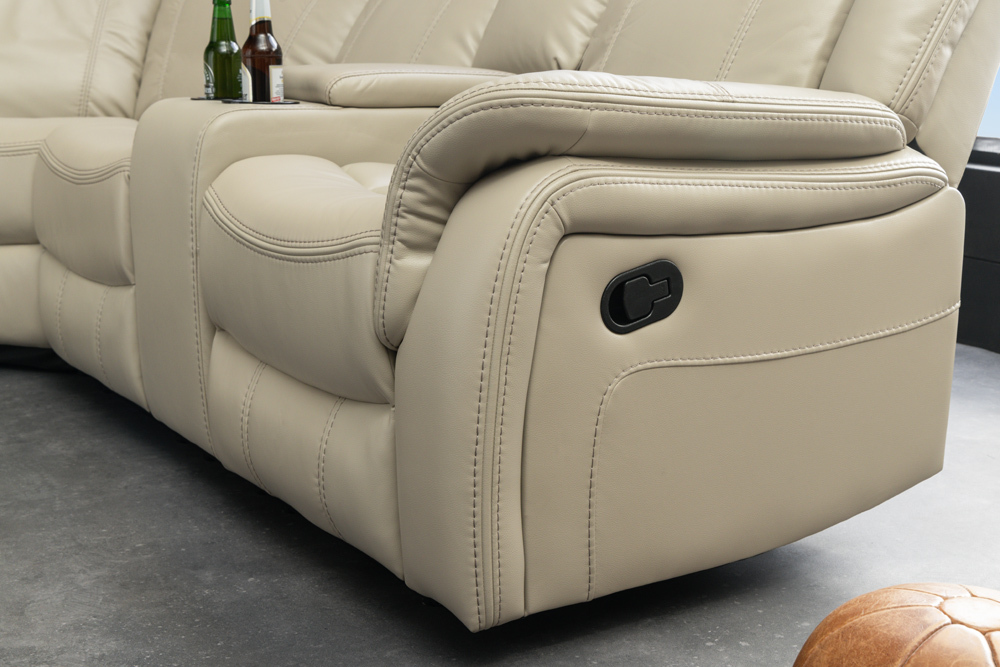 Exklusiver 5er Kinosessel HOLLYWOOD beige Ecksofa Getränkehalter Stauraum